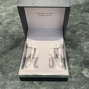 Essentials Genuine Crystal Silver Plated Hoop Earrings